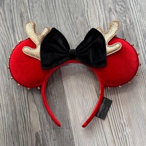 Reindeer Minnie Headband with Red Velvet Accents